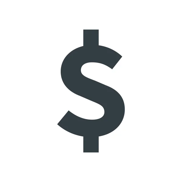 Platte Dollarteken Witte Achtergrond Valuta Pictogram Ontwerp — Stockvector