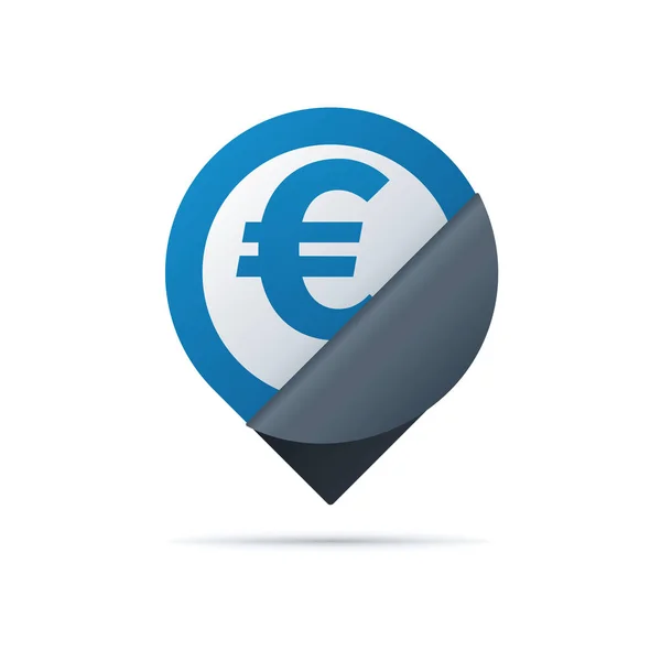 Símbolo Euro Icono Del Pin Dirección Con Recubrimiento Sobre Fondo — Vector de stock
