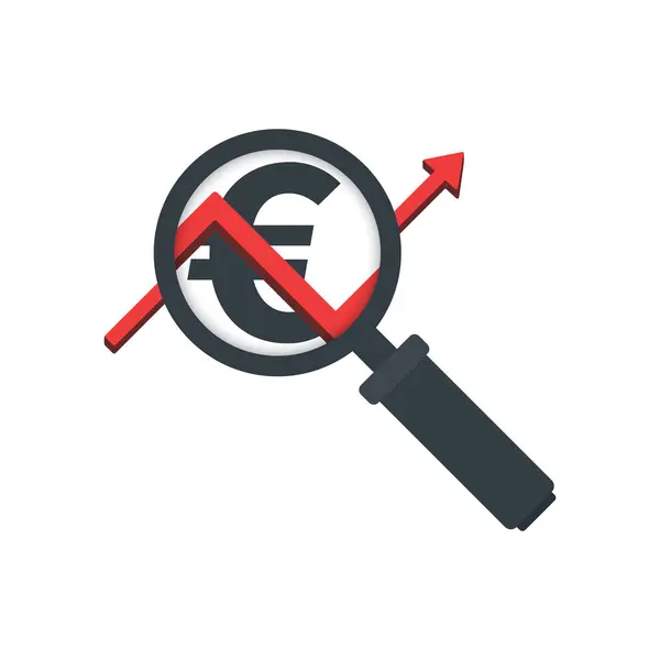 Magnifying Glass Icon Graph Euro Symbol White Background Finance Icon — Stock Vector