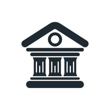 Beyaz arka planda düz banka binası manzarası. Simge tasarımı oluşturuluyor.