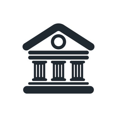 Beyaz arka planda düz banka binası manzarası. Simge tasarımı oluşturuluyor.