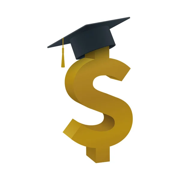 Absolventenmütze Mit Dollarzeichen Auf Weißem Hintergrund Pädagogisches Und Finanzielles Konzept — Stockvektor