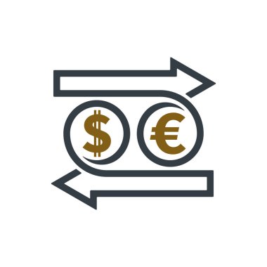 Dolar ve euro beyaz zemin üzerine alışverişi kavramı. Mali konsept tasarımı.