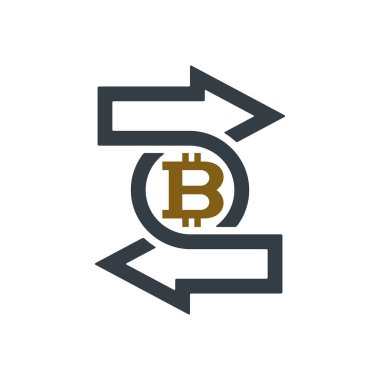 Bitcoin sembolü beyaz arka plan ile Simge Değiştir. Mali konsept tasarımı.