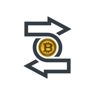 Simge bitcoin beyaz zemin üzerine ile değiştir. Mali konsept tasarımı.