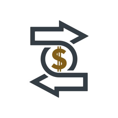 Beyaz arka plan üzerinde dolar işareti olan Simge Değiştir. Mali konsept tasarımı.