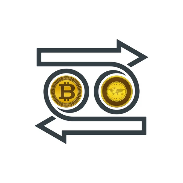 Bitcoin Beyaz Zemin Üzerine Altın Alışverişi Kavramı Mali Konsept Tasarımı — Stok Vektör