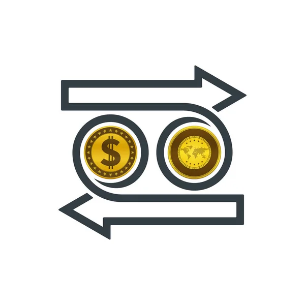 Koncepce Výměny Dolar Zlato Bílém Pozadí Finanční Koncept Design — Stockový vektor