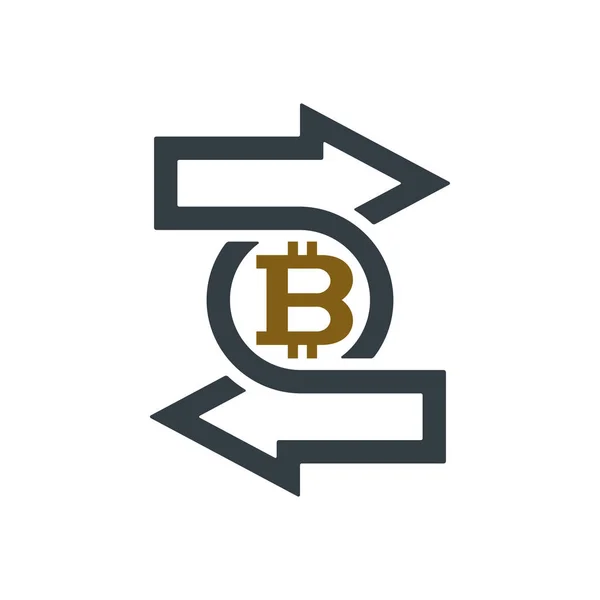 Cambiar Icono Con Símbolo Bitcoin Fondo Blanco Diseño Concepto Financiero — Vector de stock