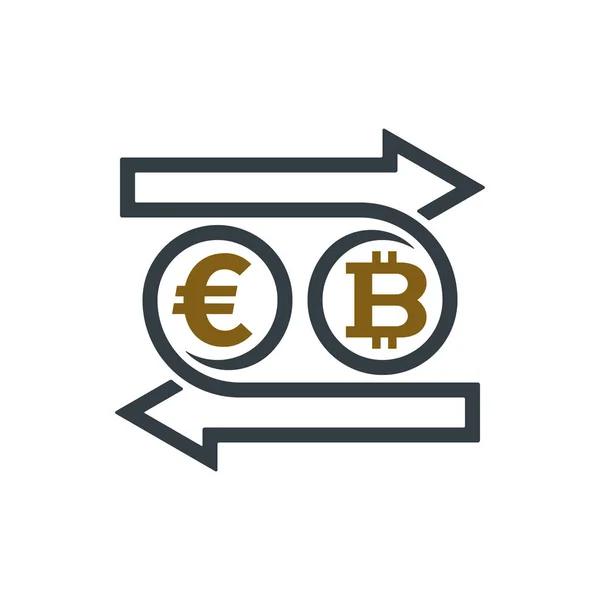 Concepto Intercambio Euro Bitcoin Fondo Blanco Diseño Concepto Financiero — Vector de stock