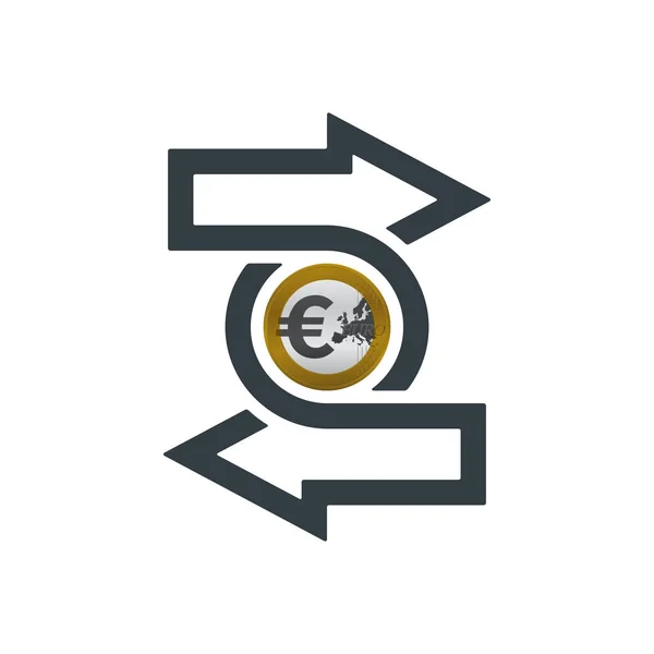 Cambiar Icono Con Moneda Euro Fondo Blanco Diseño Concepto Financiero — Vector de stock