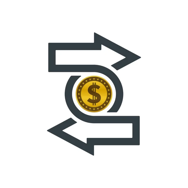 更改图标与美元硬币在白色背景 财务概念设计 — 图库矢量图片