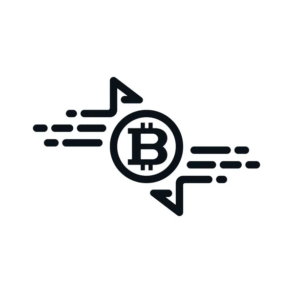 Icono Transferencia Dinero Rápido Con Bitcoin Fondo Blanco Diseño Concepto — Vector de stock