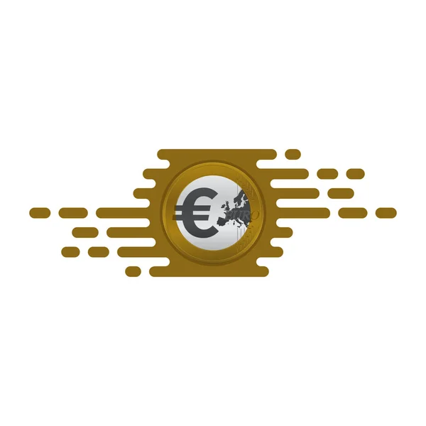 Moneda Rápido Intercambio Icono Con Moneda Euro Sobre Fondo Blanco — Vector de stock