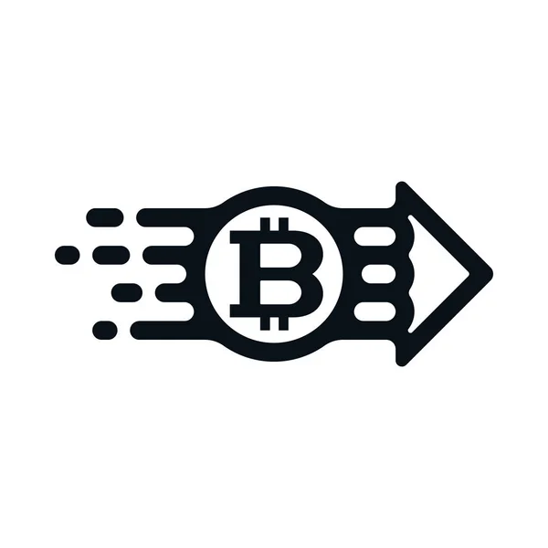 Bitcoin Par Émetteur Récepteur Sur Fond Blanc Design Concept Financier — Image vectorielle