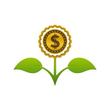 Yeşil yapraklı çiçek Doları para ile