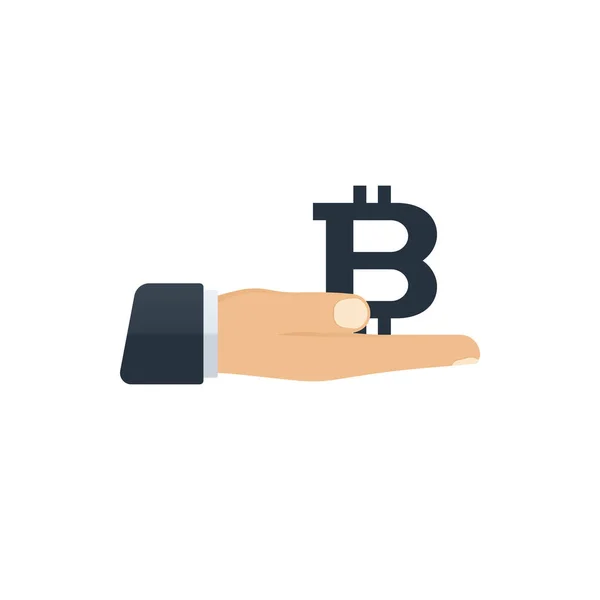 Bitcoin en la mano — Vector de stock