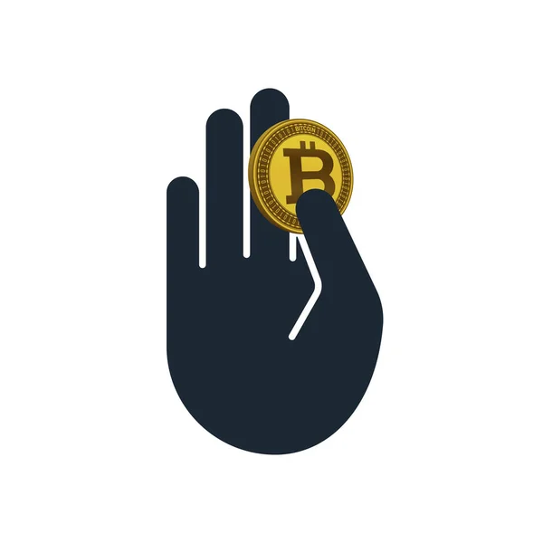 Dedos con bitcoin — Vector de stock
