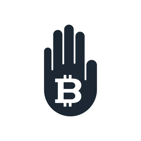 Bitcoin en la palma de la mano — Vector de stock