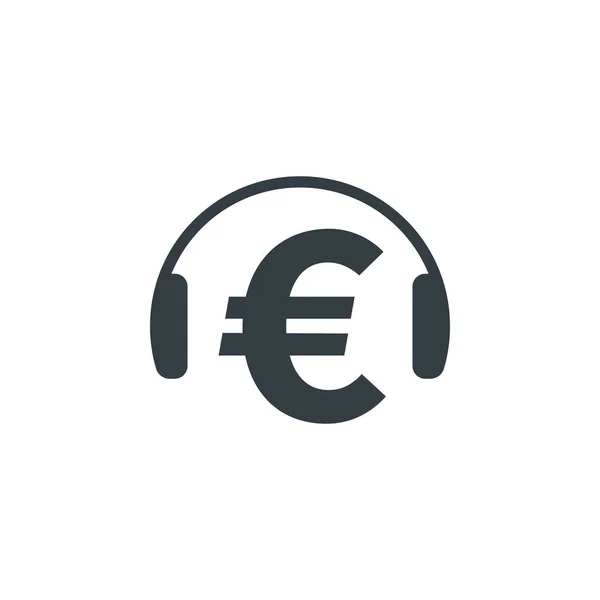 Auriculares con el símbolo del euro — Vector de stock