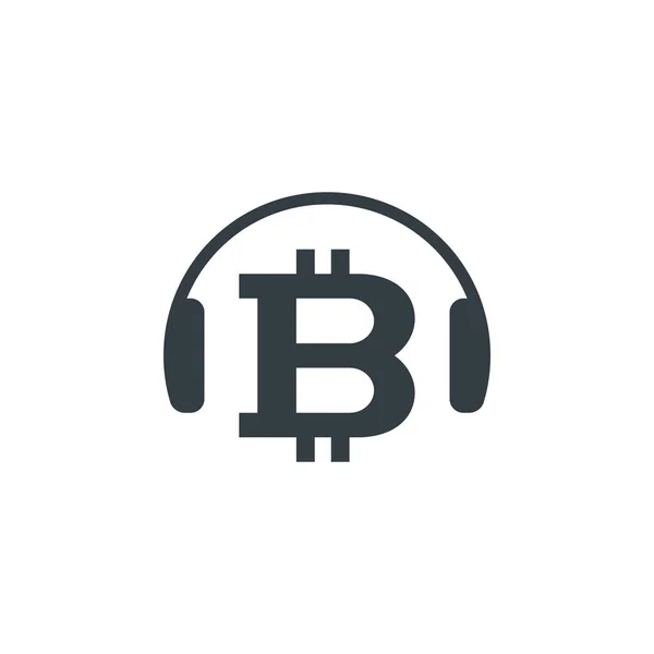 Auriculares con bitcoin — Vector de stock