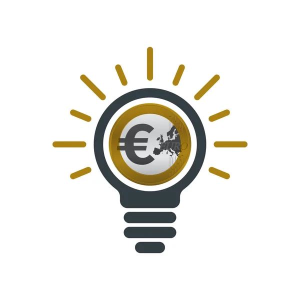 Light bulb with euro coin — Stock Vector
