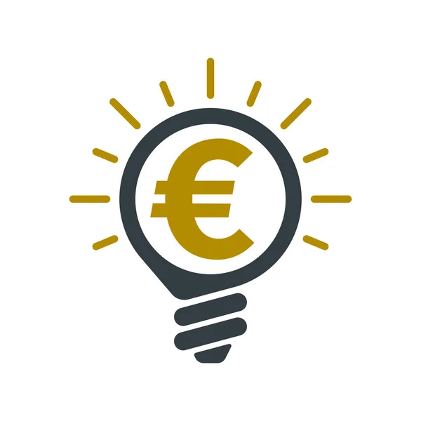 Light bulb with euro symbol — Stock Vector