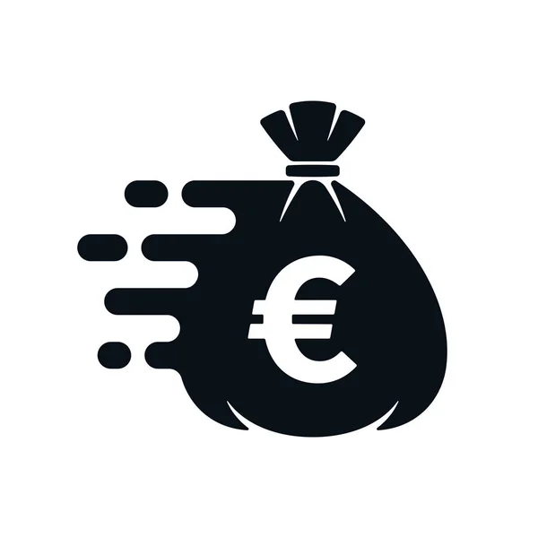 Fast money transfer icon with euro symbol — Stock Vector