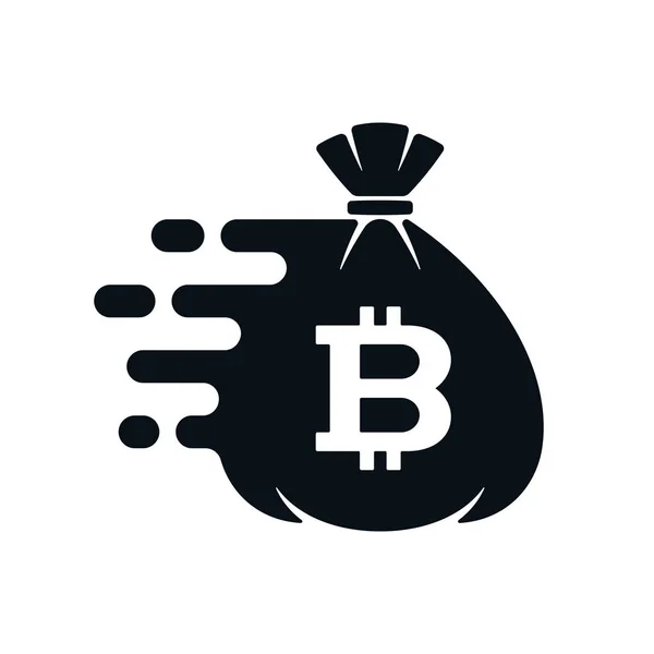 Bitcoin ile hızlı para transferi simgesi — Stok Vektör
