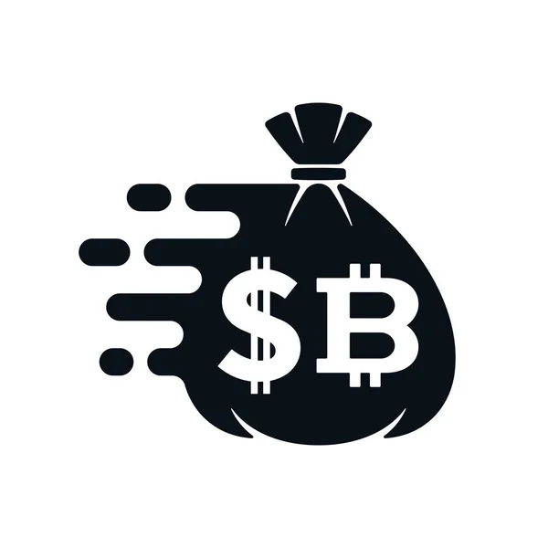 Převod peněz rychle, s znak dolaru, bitcoin — Stockový vektor
