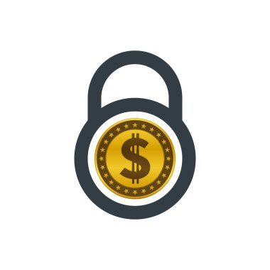 Finansal güvenlik simgesi, asma kilit ve dolar işareti