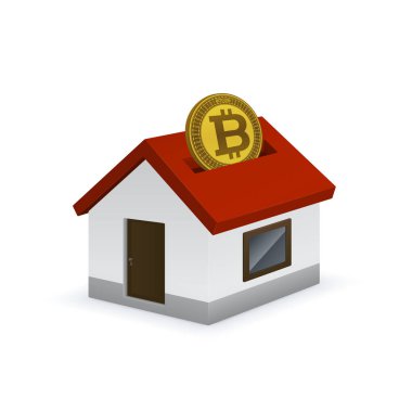 Ev bitcoin ile kumbara simge şeklinde