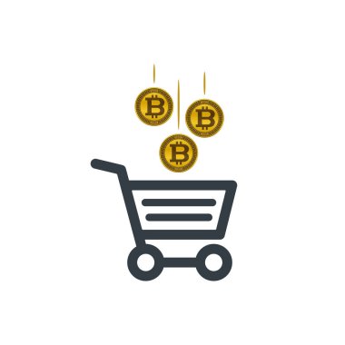 Alışveriş sepeti simgesini bitcoins ile