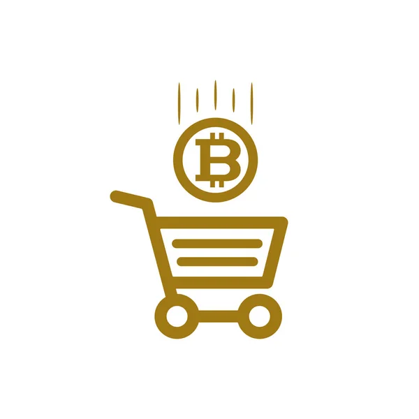 Shopping cart icon with bitcoin
