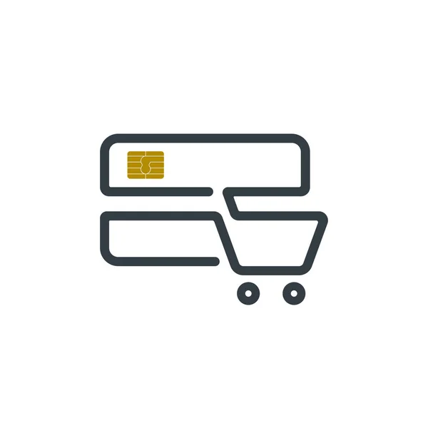 Credit card shaped shopping cart icon — Stock Vector