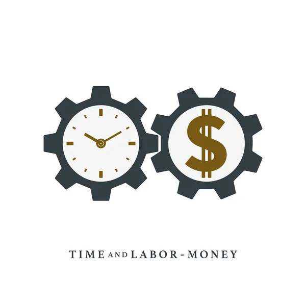 Trabalho e tempo é dinheiro, ícone do design — Vetor de Stock