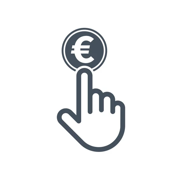 Forefinger clicking on euro symbol — Stock Vector