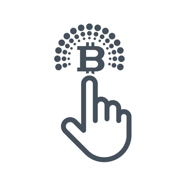Zeigefinger Bitcoin anklicken — Stockvektor