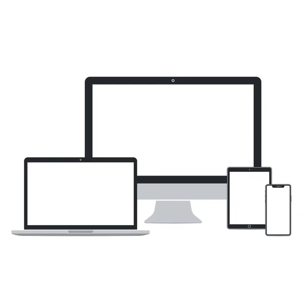 Plochý stolní pc, notebook, tablet pc a smart telefonu — Stockový vektor