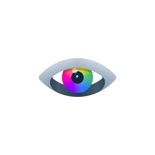 Icono de ojo tridimensional con globo ocular colorido — Vector de stock