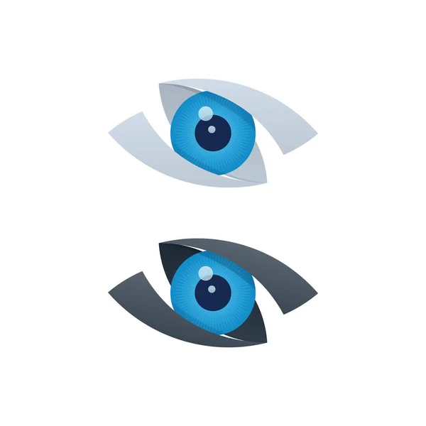 Iconos de visión abstracta con globo ocular azul — Vector de stock