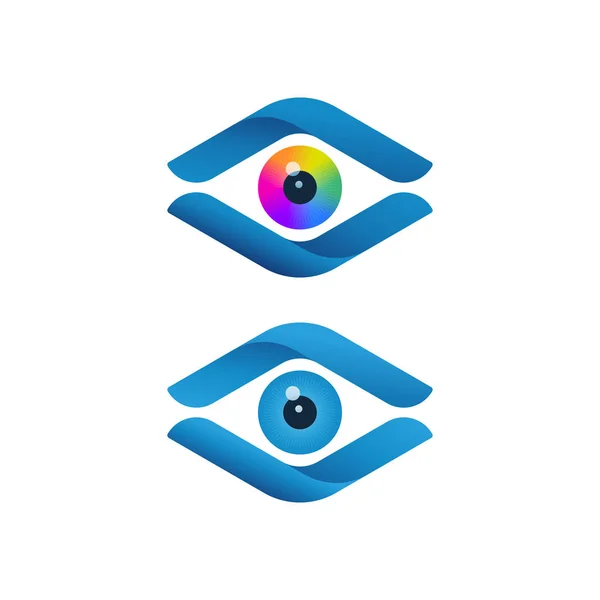 Iconos de visión abstracta con globo ocular colorido — Vector de stock