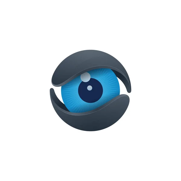 Globo ocular azul no núcleo, ícone dos Media — Vetor de Stock