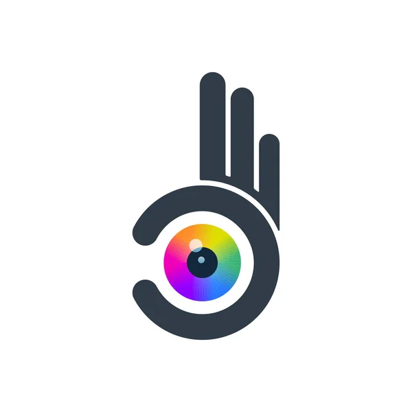 Globo ocular colorido na mão abstrata — Vetor de Stock