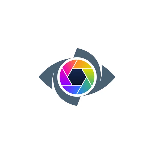 Olho colorido e ícone creativo do obturador —  Vetores de Stock