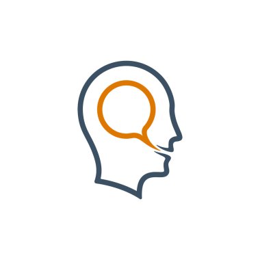 Human head icon with speech bubble 