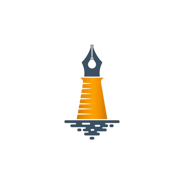 Lighthouse shaped pen nib with bulb — Stok Vektör