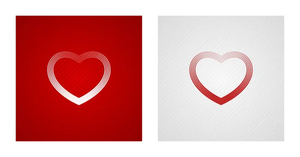 Outline heart sketches on red and white backgrounds — Stock Vector