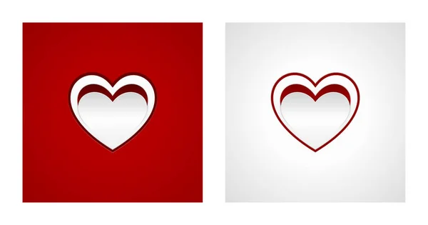 Cut heart shapes on red and white backgrounds — Stock Vector