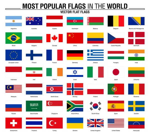 Collection de drapeaux, drapeaux du monde les plus populaires — Image vectorielle